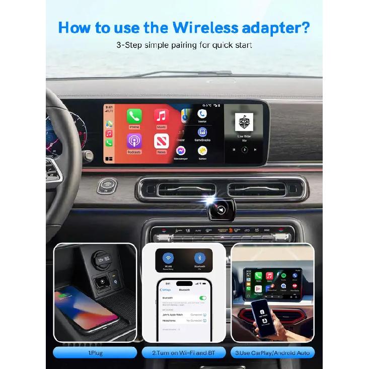 Wireless CarPlay Adapter 2026 Upgrade Wired CarPlay to Wireless, Mini USB Design for Cars with Built-in Wired Apple CarPlay Seam