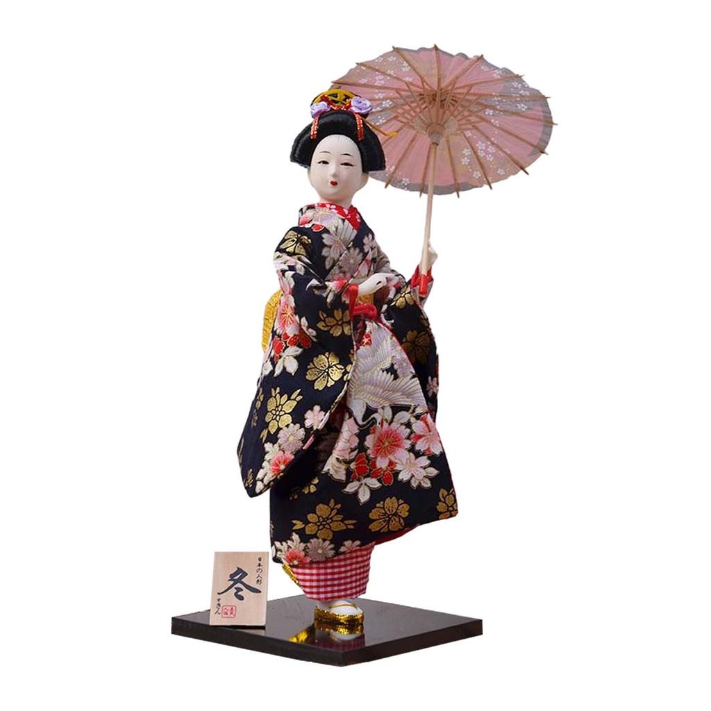 Japanese Geisha 12 inch Collectible Figurine Oriental Ancient Kabuki Folk for Home Office Tabletop Shelf Decoration Kids Gift