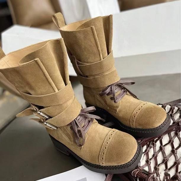 Мода НОВЫЕ Женские Классические Повседневные Сапоги до середины икры Кожаные Сапоги Женские Толстая подошва Круглый носок Квадратный каблук Рыцарские Короткие Сапоги Женские