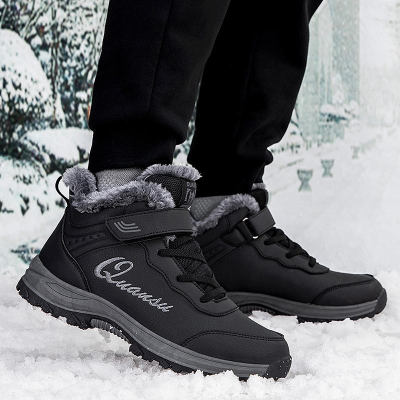 Зимние ботинки для мужчин, водонепроницаемые, со шнуровкой, кожаные, теплые, зимние, ботильоны, женские, нескользящие, рабочие, высокие, повседневные ботинки