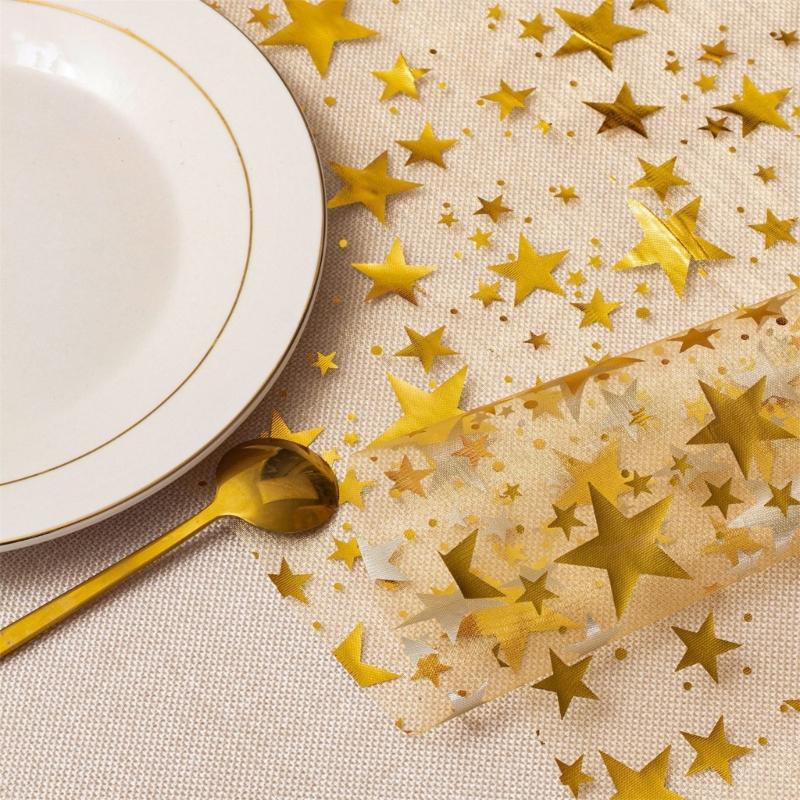 Gold Star Designs 5M Table Cover Polyester Fabric for Wedding Birthday Party and Holiday Table Setting Decoration