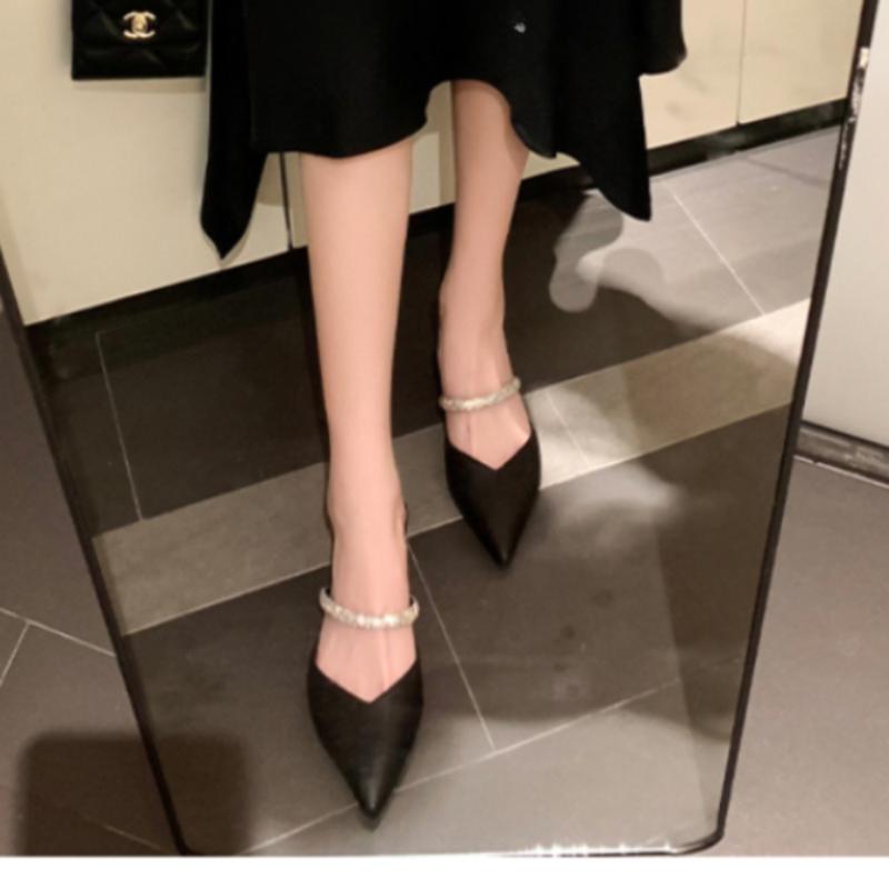 2024 Новые Туфли для Женщин С Закрытым Носком Современные Женские Тапочки Модные Туфли Для Женщин Кристалл Острый Носок Сандалии На Квадратном Каблуке