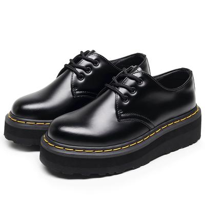 Женские низкие ботинки Мартин на толстой подошве с перфорацией, кожаные, легкие, с круглым носком, повседневные, студенческие, на платформе, короткие ботинки