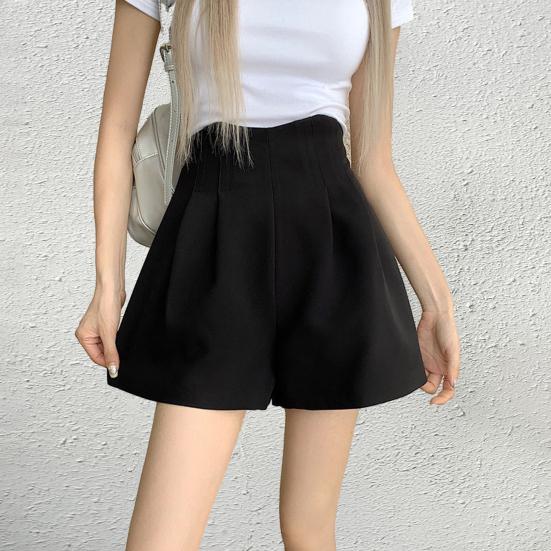 Женские костюмные шорты Плиссированные шорты с высокой талией Летние нарядные рабочие шорты Повседневная домашняя одежда с широкими штанинами