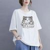2024 Cotton Short-sleeved T-shirt Women Summer Large Size Fashion Short-sleeved Casual Tops Kitten