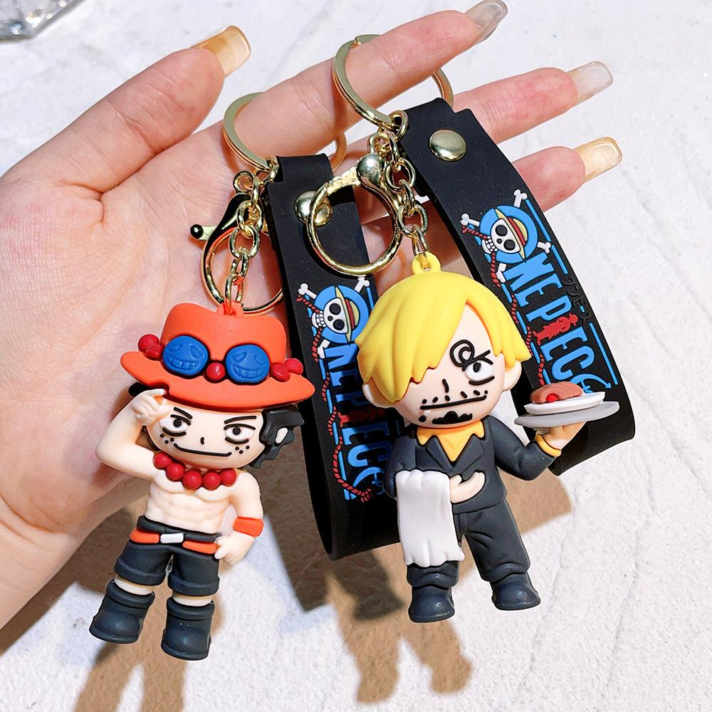 Anime Character Keychain Luffy Nami Ace Zoro Figure Pendant Unisex Bag Charm Accessory