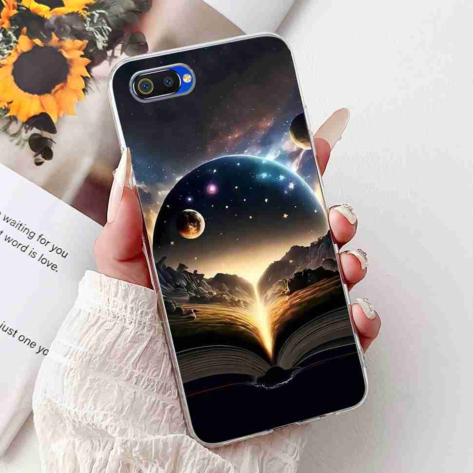For Realme C2 RMX1941 6.1" Case Summer Fresh Mint Soft Silicone TPU Cover For Oppo Realme c2 C2 Luxurious Flowers Bumper Shell