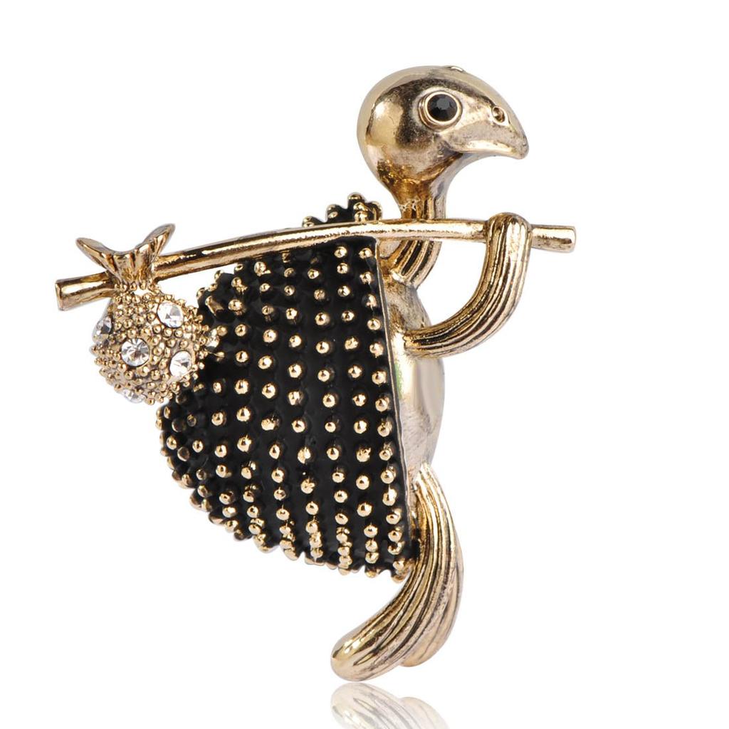 MECHOSEN Funny Turtle Carrying a Luggage Crystal 18k Gold Plated Animal Turtle Brooch Tie Pin Corsage Suit Obon Tanabata Popular Gift Present Scarf