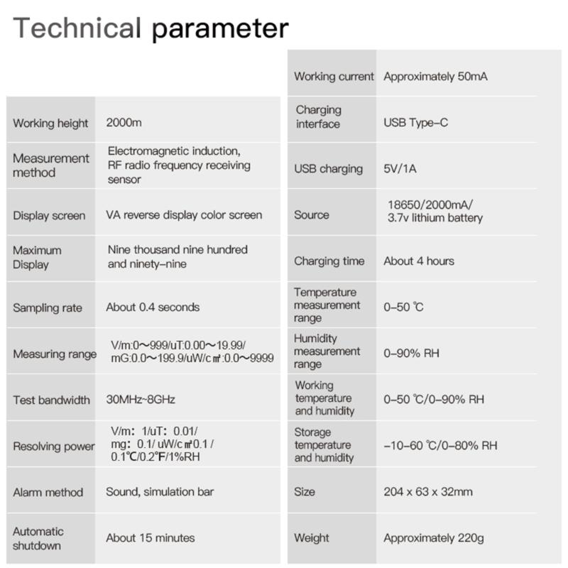 Измеритель электромагнитного поля Тестер радиации Анализаторы ЭДС Обнаружение радиации Точный мониторинг Удобный для пользователя дисплей