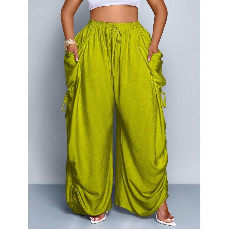 Womens High Waist Loose Drawstring Lantern Pants Casual Trousers