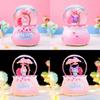 Cute Glowing Eight-tone Music Box Cherry Blossom Tree Rotating Crystal Ball Desk Decoration Gift Pink Bunny