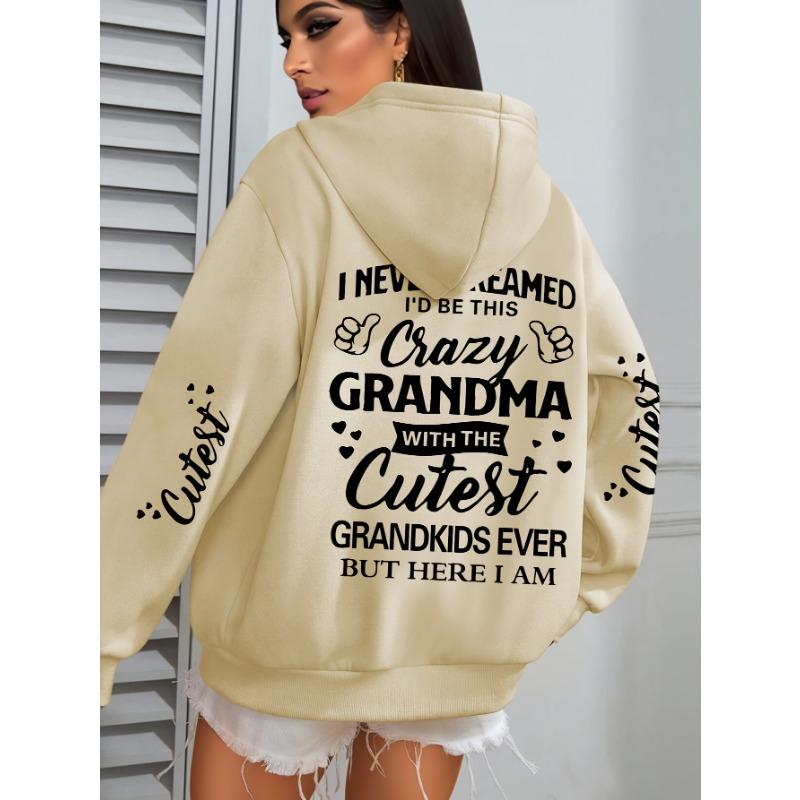 Women's Plus Size Casual Hooded Pullovers - Alphabet Print, Smooth Polyester Fabric with Slight Stretch - Fall/Winter Wear