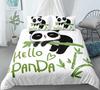 3D Cartoon Panda Duvet Cover Set Cute Panda Comforter Cover Bamboo Black White Bear Polyester Bedding Set For Boys Girls Teens