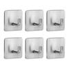 6Pcs Wall Storage Hooks Strong Load-bearing Punch Free Simple Installation Self-Adhesive Stainless Steel Hooks Set