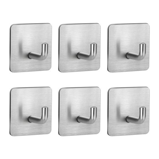 6 шт. настенные крючки для хранения, прочный несущий удар, бесплатная простая установка, набор самоклеящихся крючков из нержавеющей стали