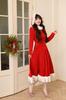 Shangki Santa Dress, Santa Claus Long Sleeve Dress with Hood, Red, Christmas Costume for Women, Party Wear, Cute Long Skirt (Size L, Red)