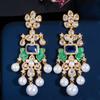 Винтажные богемные серьги с преувеличенным пресноводным жемчугом для женщин, свадебные банкетные серьги из серебра 925 пробы с иглами и цирконием, висячие ювелирные изделия Ethinc