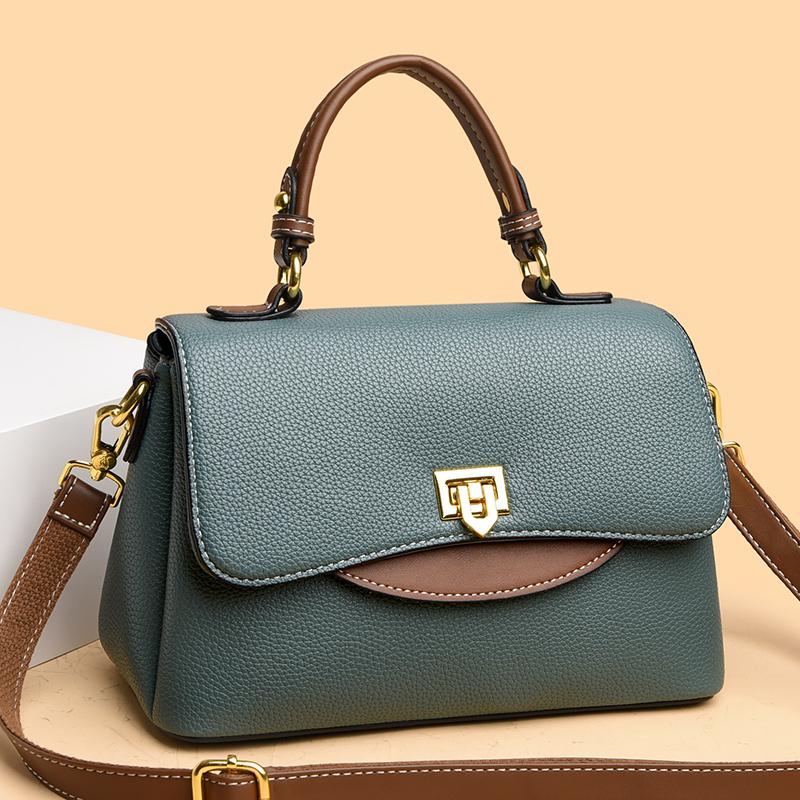 Luxury Leather Women's Shoulder Crossbody Bag Monochromatic Bags Feminine Messenger Bag