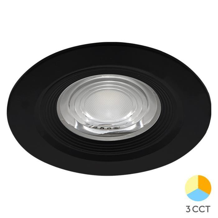 Spot LED encastrable étanche 3en1 rond noir 7W IP54