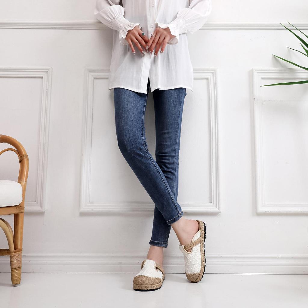 2025 Весна и Осень Женская Элегантная Льняная Обувь в Национальном Стиле - Дышащие, Большие Носки, Тапочки в Стиле Колледжа