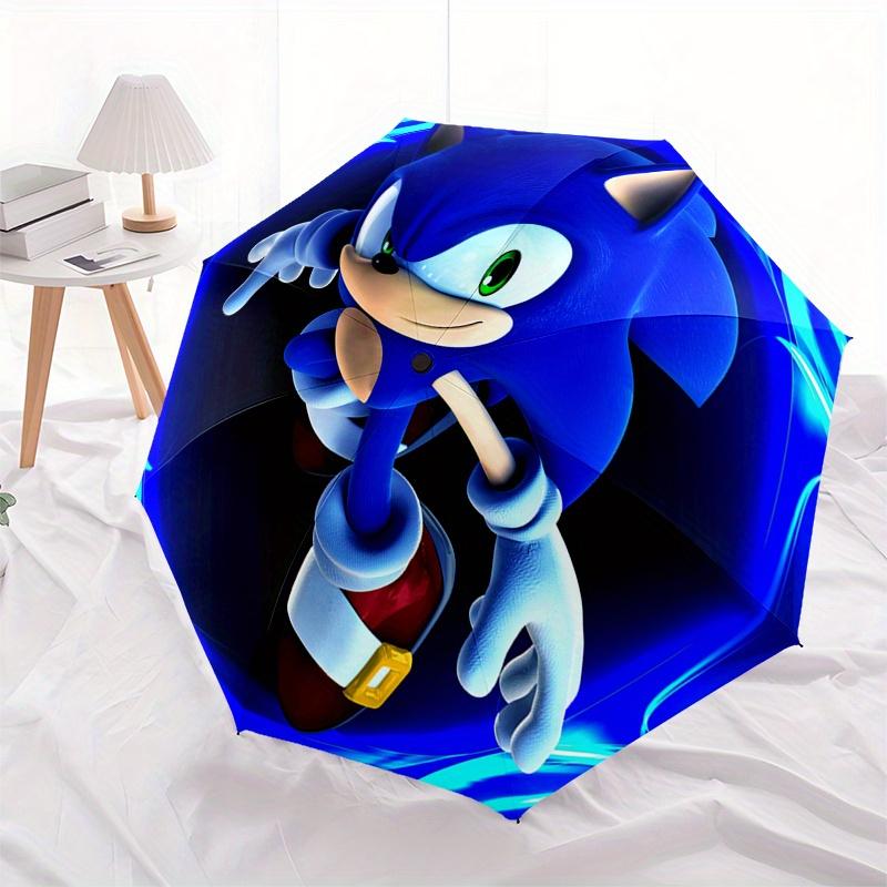Sonic the Hedgehog Blue Speed Ball T-Shirt Umbrella, Cute Umbrella with Cute Design, Portable 3-Fold Compact Umbrella for Men & Women, Valentine's Day