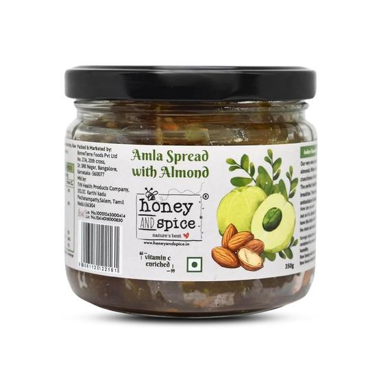 Honey and Spice - Amla Spread (Gooseberry jam) with Almond (350g) | Indian Gooseberries, Almonds and Raw Honey | Rich in Vitamin C