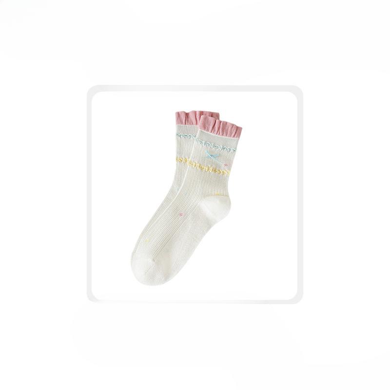 Женский весенне-летний тренд Милый бантик Край уха Все вшитые носки-трубы из хлопка