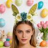 Colorful Bunny Ears Hair Hoop Floral Cosplay Headbands Funny Happy Easter Headdress  Holiday Decor