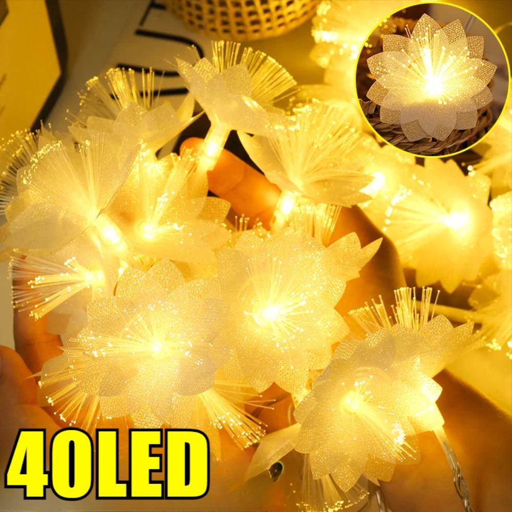 30 Вт светодиодная оптоволоконная гирлянда на батарейках рождественское украшение для вечеринки новогодний декор искусственные цветы гирлянда