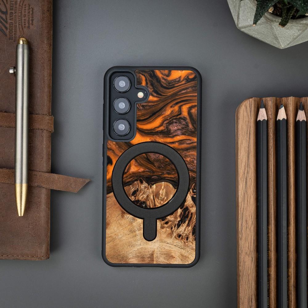 Bewood Unique case for Samsung Galaxy S24 - Orange with MagSafe