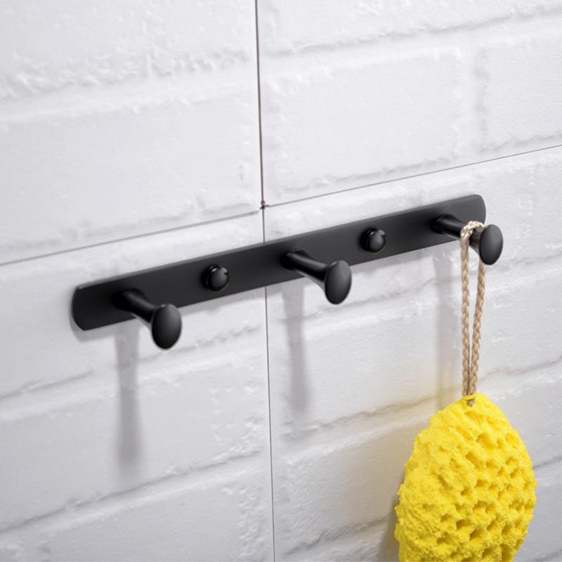 Матовый черный крючок для халата, крючок для полотенец в ванной, крючок для одежды на задней двери гостиной, крючок для ключей из нержавеющей стали, крючки для хранения кухонных полотенец