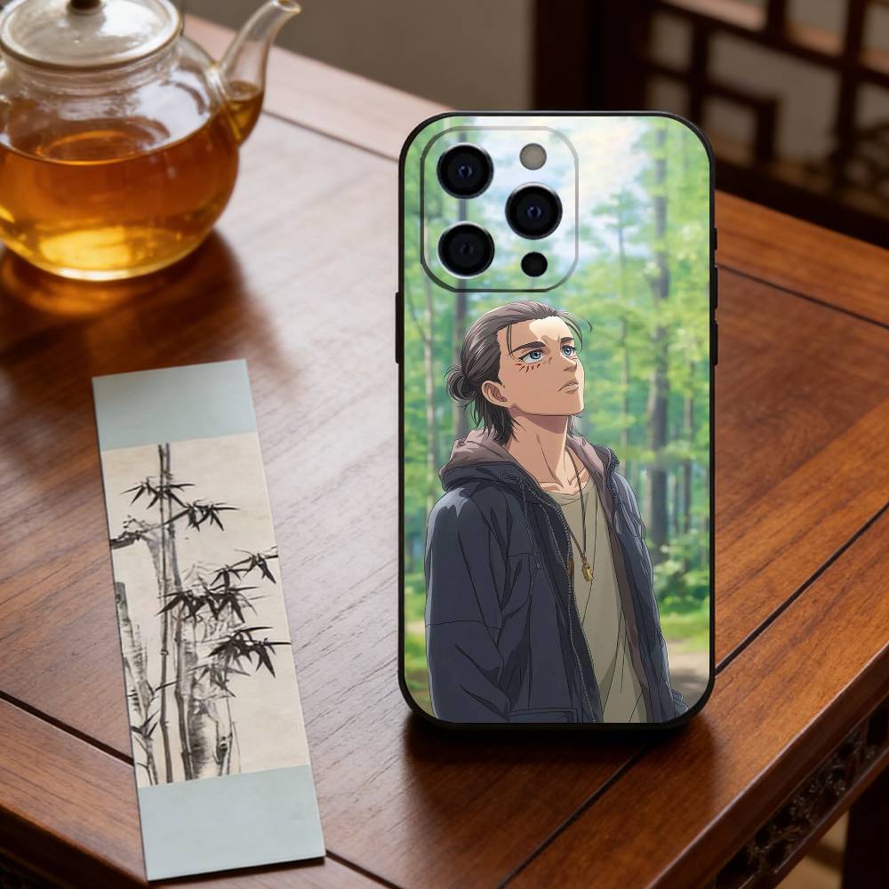 Anime A-Attack on Titan E-Eren Yeager Phone Case For iPhone 17, 16,15,14,13,12,11 Plus,Pro Max, Others Soft Black Cover