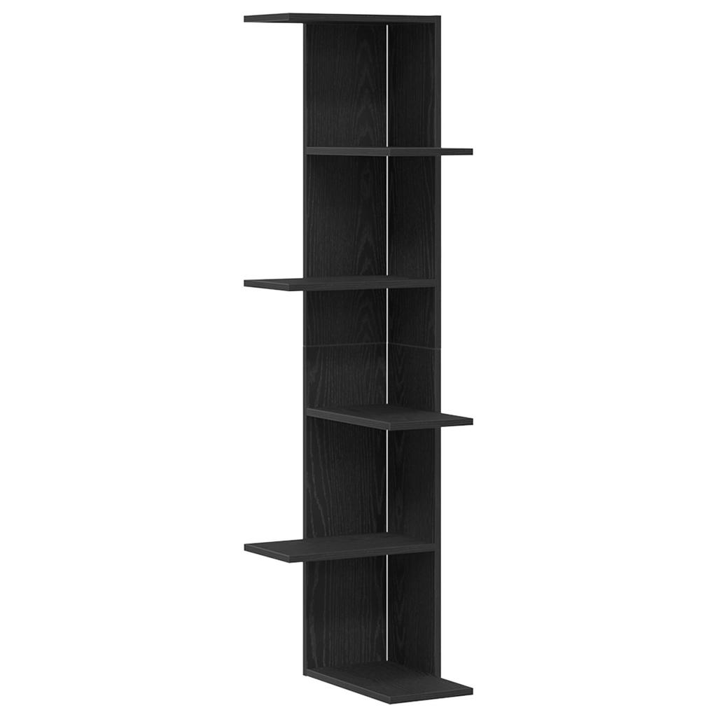 Black Minimalist Corner Bookshelf for Display and Storage for the Corners of Bedrooms, Living Rooms and Beyond