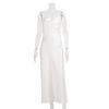 Sexy Backless Summer Dress Women Satin Silk Maxi Dress High Slit Chain Party Wedding Robes Elegant Long Birthday Evening Dresses