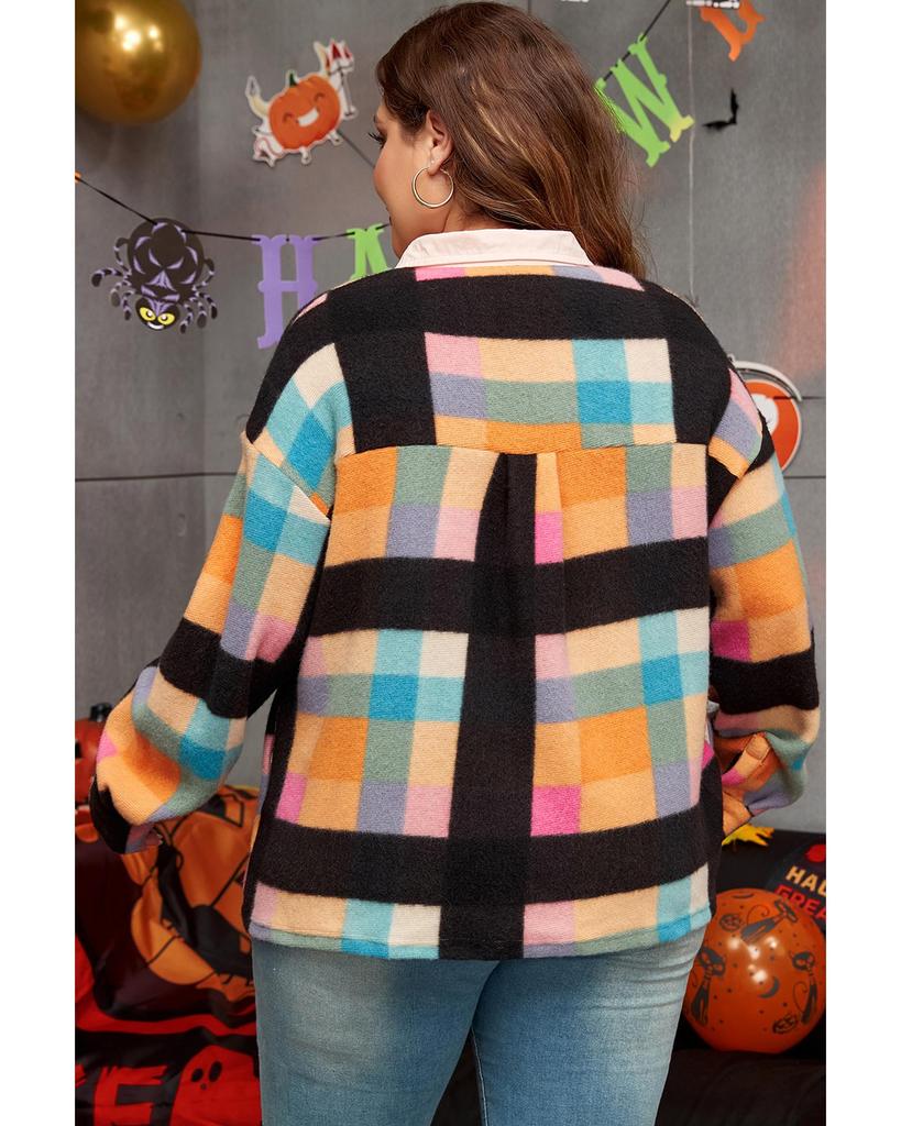 Azura Exchange Черный толстовка Henley размера плюс с клетчатым принтом Sherpa