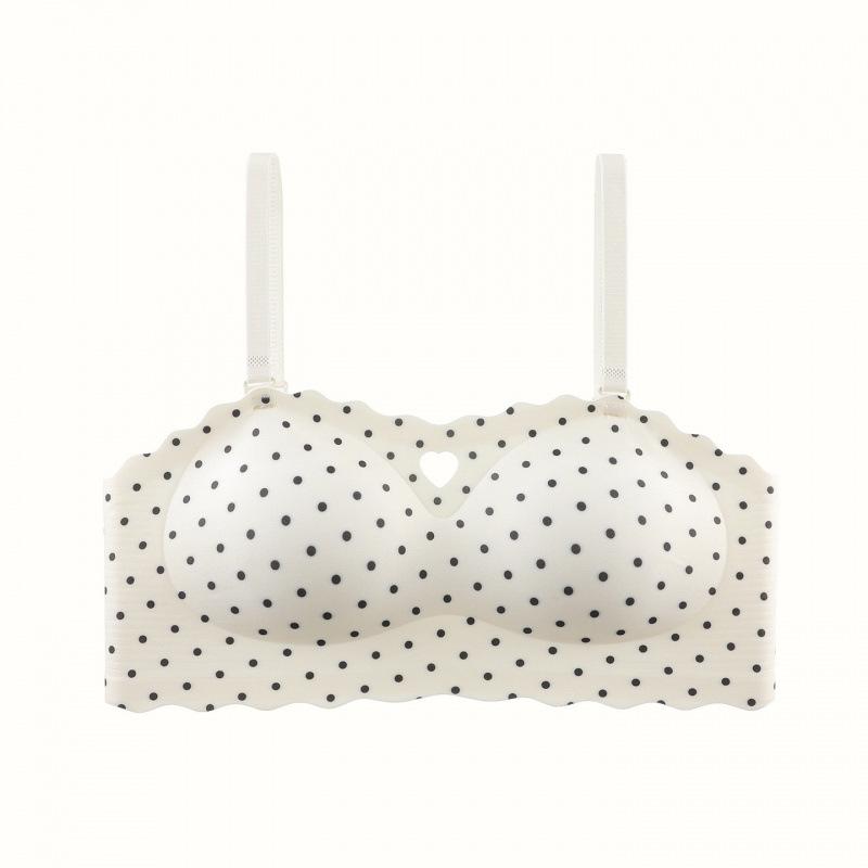 Traceless steel rim tube top underwear women's summer thin small breasts gather anti-sagging removable shoulder straps non-slip bra