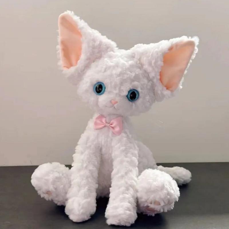 40 см кудрявый мех имитация плюшевой игрушки кошка большие уши супер мягкая нежная детская подушка для украшения дома подарки для девочек