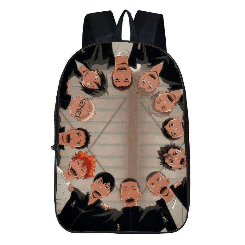 Fashionable Karasuno High School Backpack With Anime Haikyuu Print And Easy-clean Fabric