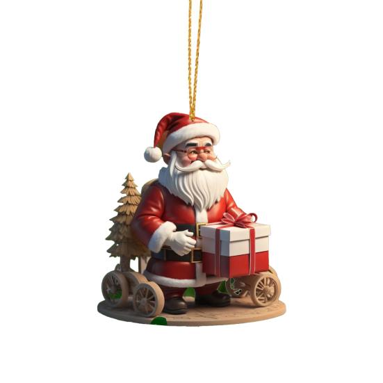 Акриловый Дед Мороз Рождество 2D Плоский Санта на велосипеде Подвесные украшения