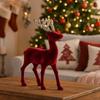 Флокированные Рождественские Украшения в виде Оленей, Бордовый Лось, Украшение в виде Оленя, Настольный Декор