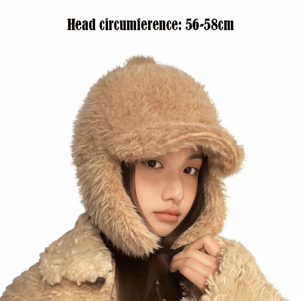 Plush Winter Cap Warm Plush Hat Korean Style Ear Protection Hat for Women