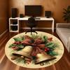 1PC Christmas bells Holly berries Office Round Area Rug, Under Office Chairs Bedroom Living Room Home Decor, Carpet for Office -1110161
