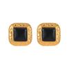 GEMCHIC Women's Vintage Square Faux Agate Stainless Steel Earrings Geometric Gold Tone Studs Fashion Jewelry