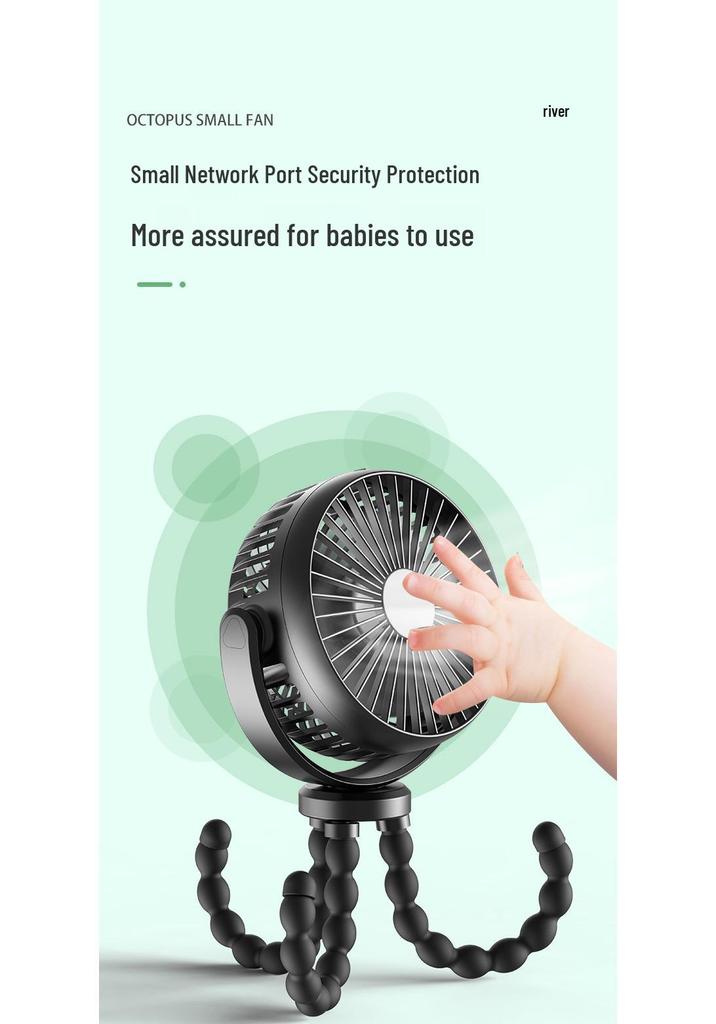 Octopus Portable Mini Fan with Ice Pack - Handheld, Hanging, and Stroller Compatible for Outdoor Use