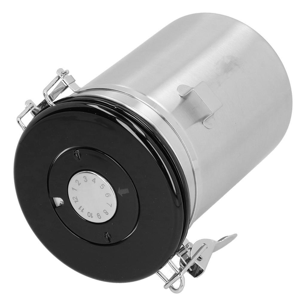 Контейнер для кофейных зерен с выпускным клапаном Контейнер для хранения из нержавеющей стали с герметичной крышкой и ложкойСеребристый