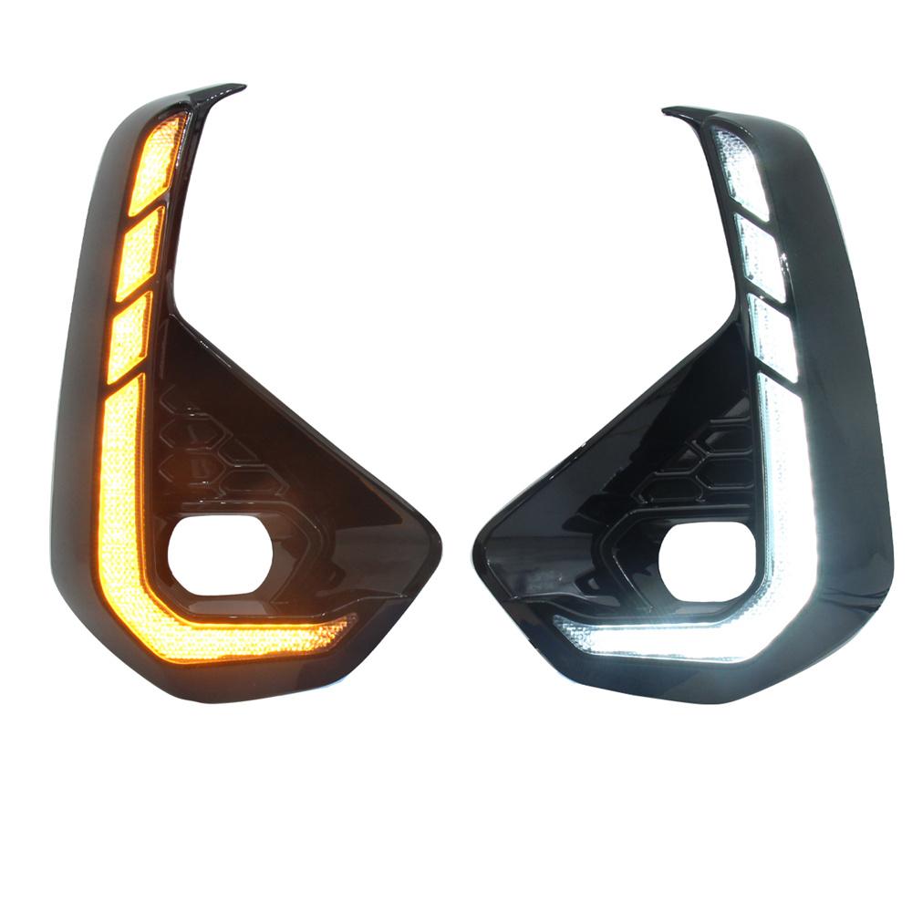 12V Белый и Янтарный Светодиодный Передний Противотуманный Фонарь ДХО Указатель Поворота Для Toyota Hilux 2024