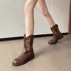 Fashion Short Boots Women 2025 Autumn Winter Vintage Embroidery Fashion Cowboy Boots Comfortable Non Slip Wear-resistant Knight Boots