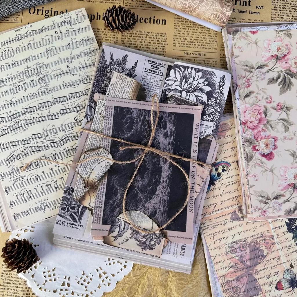 30Pcs American Vintage Style Magazine Newspaper Material Paper Scrapbooking Journal Book DIY Background Decoration Bottom Paper