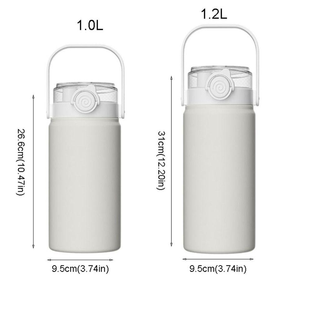 1L/1.2L Thermos Cup Stainless Steel Vacuum Flask Household Straw Thermal Bottle Soprt