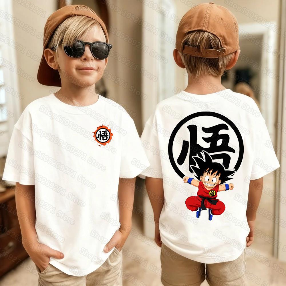 Anime Dragon Ball Kids Tshirt Son Goku Cute Cartoon Fashion Print Summer Cotton Boys Girls Loose Short Sleeve Clothing Gifts